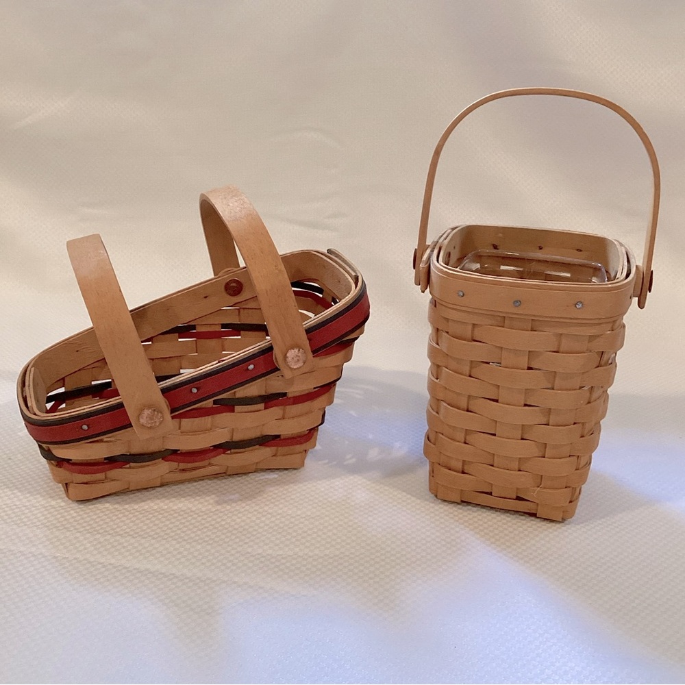 Vintage Lot of 2 Small Longaberger Baskets Handwoven Dresden Ohio